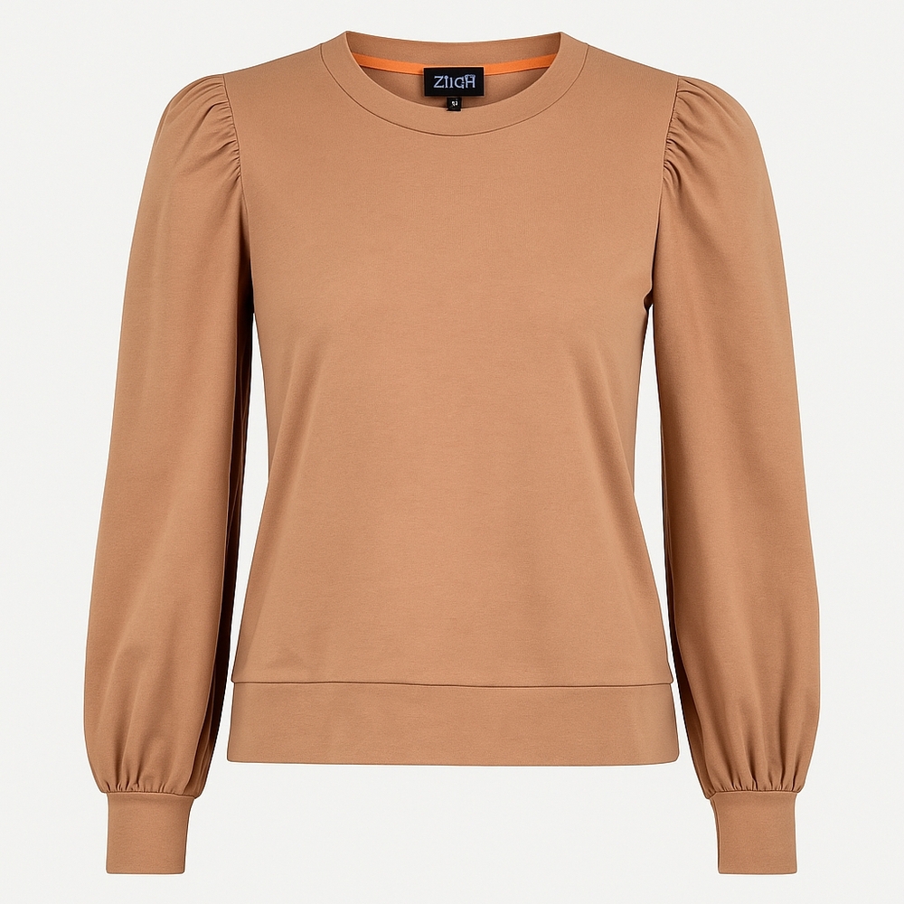 Zilch Amsterdam Puff Sleeve Top Tan Beige Women’s XS